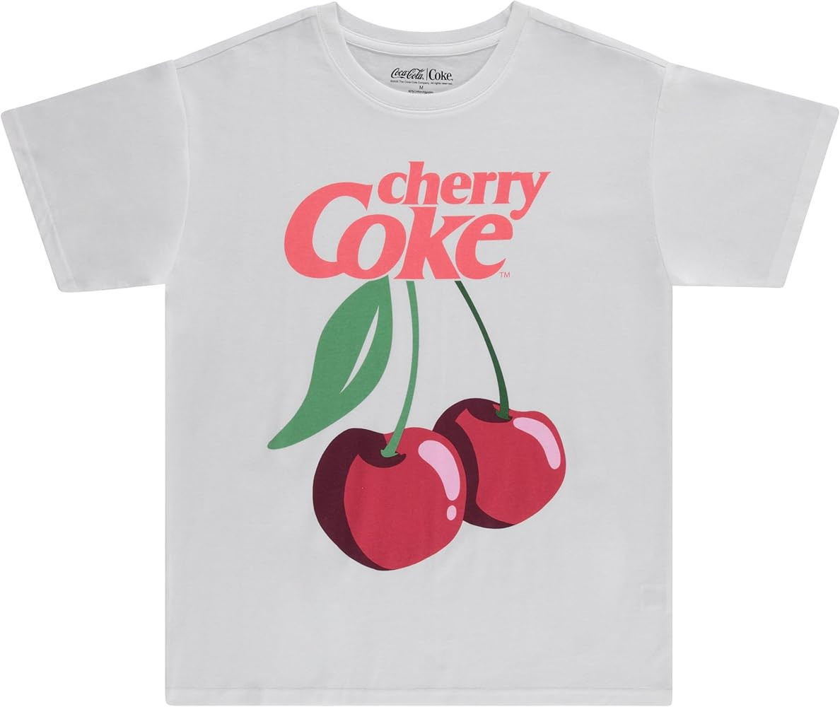 Coca-Cola Ladies Fashion Shirt - Classic Cherry Coke Logo Everyday Boyfriend Tee (White Cherry Co... | Amazon (US)