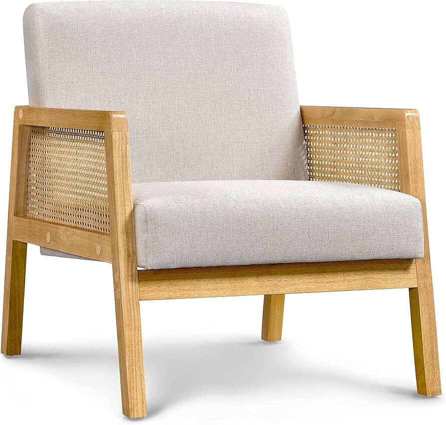 Yaheetech Armchair, Rattan Tub Chair with Rattan Sides, Rubberwood Legs for Living Rooms, Bedroom... | Amazon (UK)