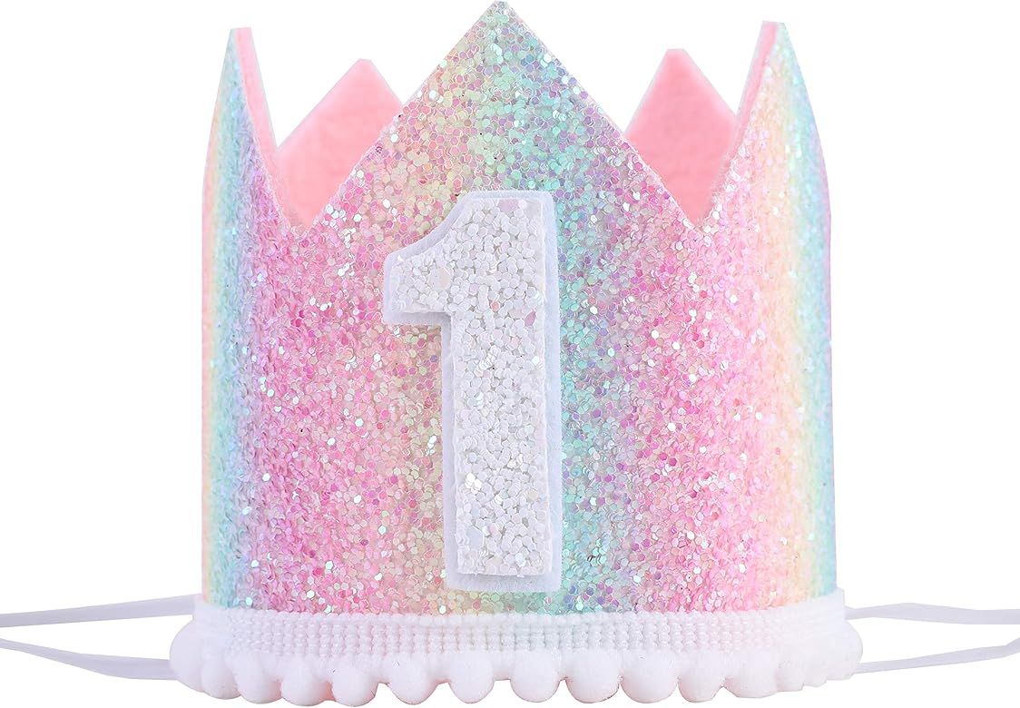 Baby 1st Birthday Rainbow hat - First Birthday Crown hat, Baby Birthday Photo Props, Mini Rainbow... | Amazon (US)