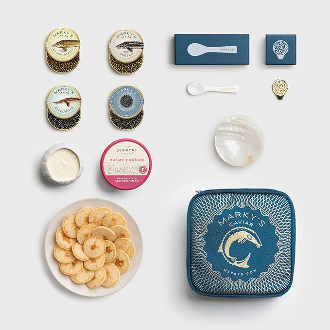 MARKY'S Essential Caviar Tasting Gift Set - 0.5 oz / 14 g (Pack of 4) x Kaluga Royal Amber, Hackl... | Amazon (US)