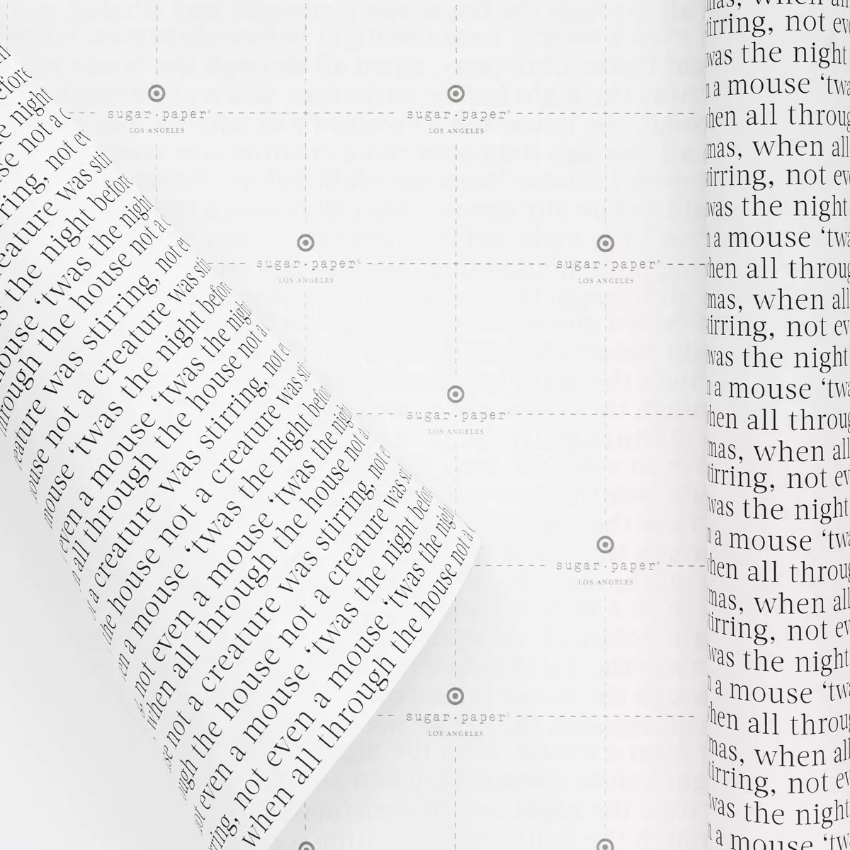 25 sq ft 'Twas the Night Before Christmas' Gift Wrap White/Black - Sugar Paper™ + Target | Target