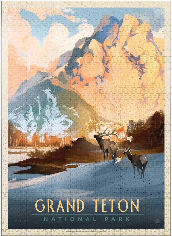 MyPuzzle Grand Teton National Park: Winter Hush, Vintage Poster - Premium 1000 Piece Jigsaw Puzzl... | Amazon (US)