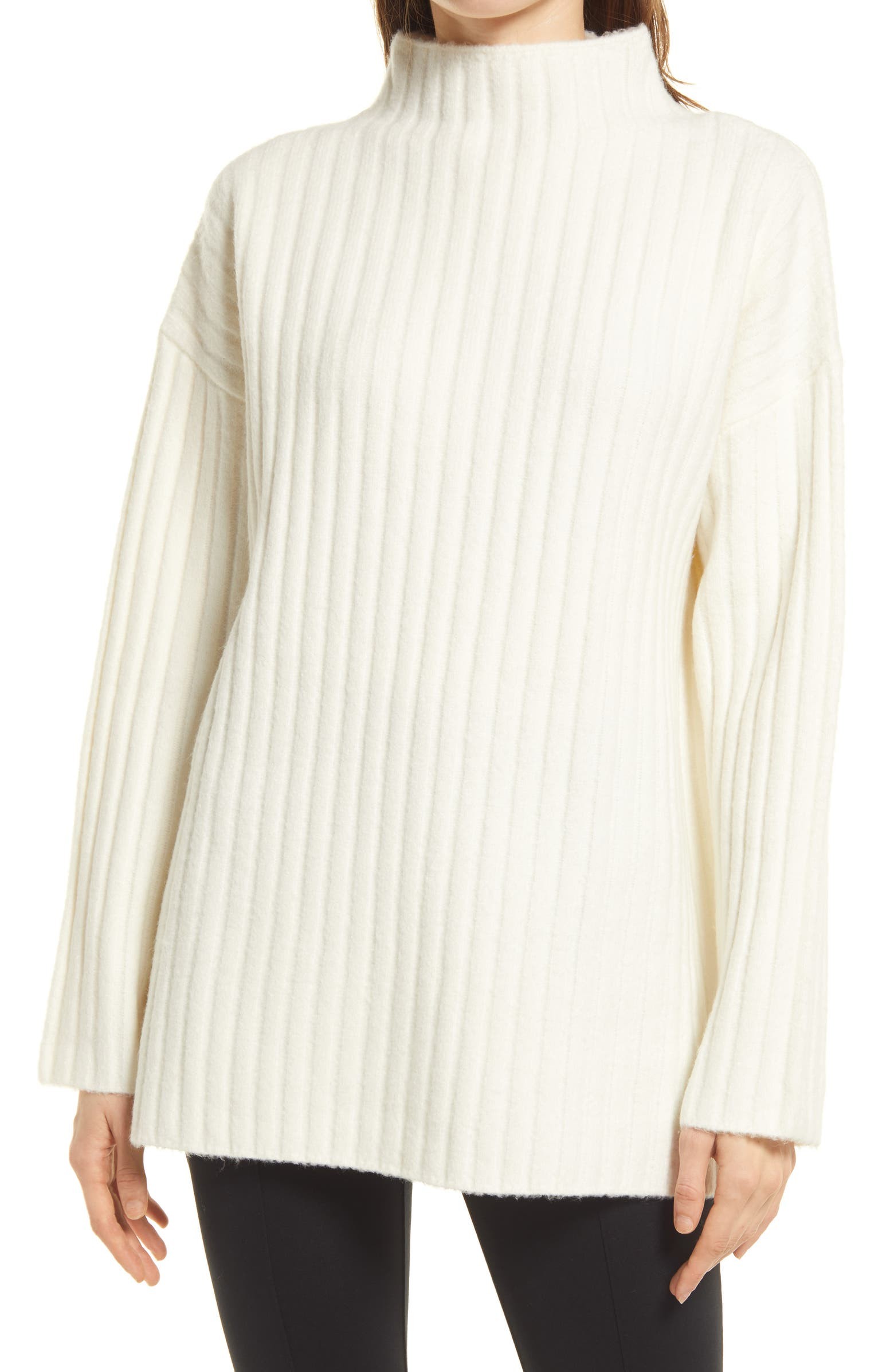 Rib Mock Neck Tunic Sweater | Nordstrom