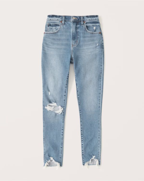 Women's Curve Love High Rise Super Skinny Ankle Jeans | Women's Bottoms | Abercrombie.com | Abercrombie & Fitch (US)