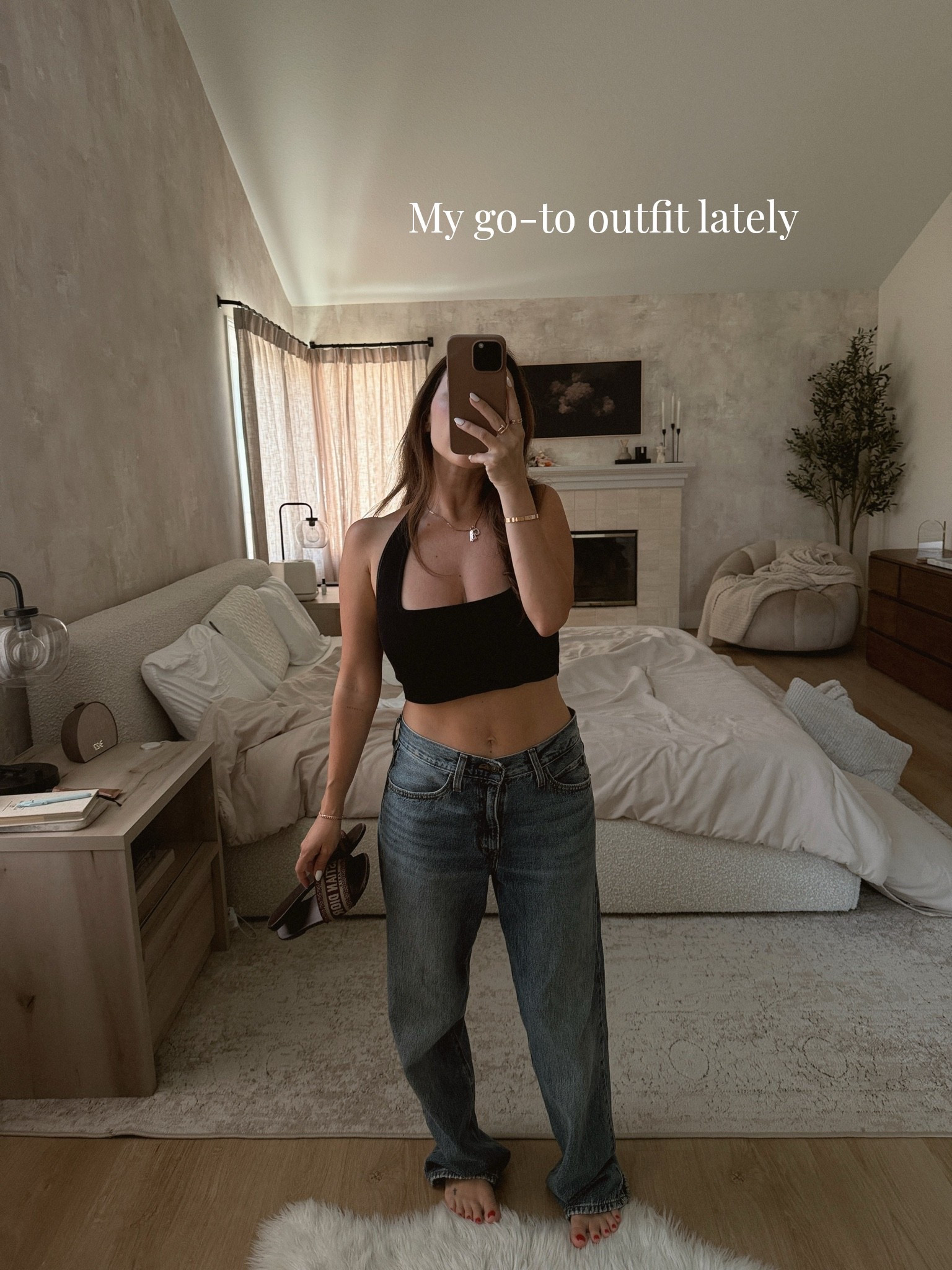 Jeans hack: order a size up in your jeans for the look .

Levi’s • outfit hack • mirror selfie • boyfriend jeans • oversized jeans • halter crop top

#LTKootd #LTKgrwm