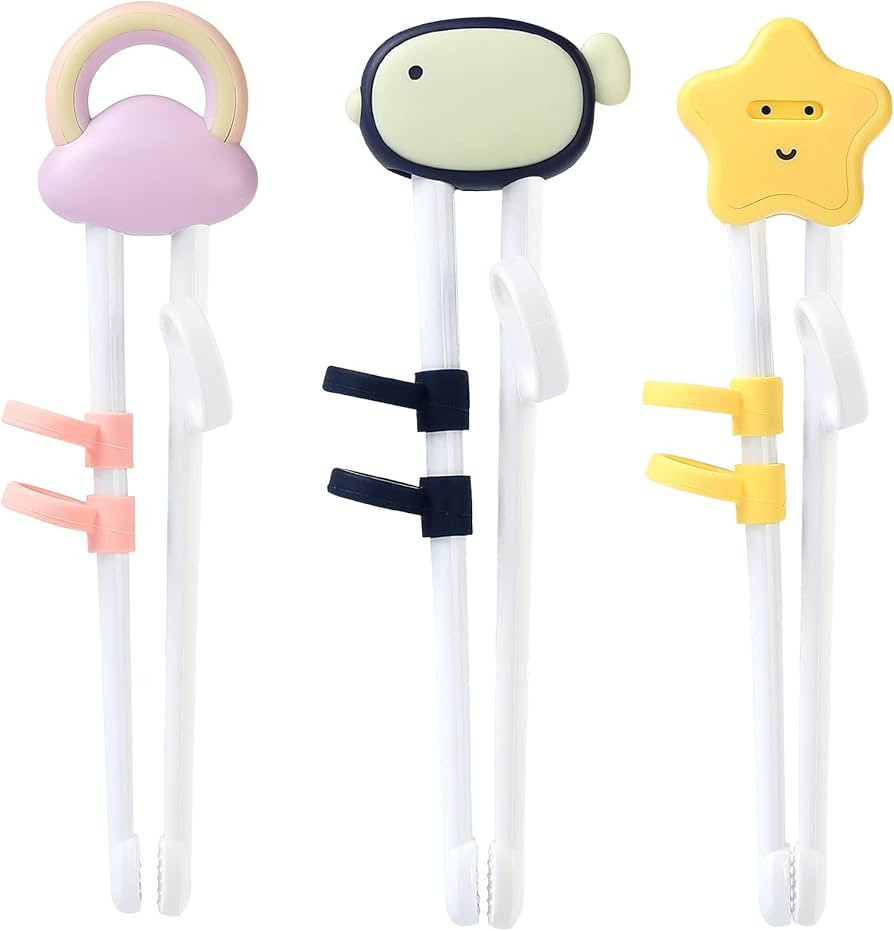 Training chopsticks for kids and beginners, 3pcs learning chopstick helper with finger ring attac... | Amazon (US)
