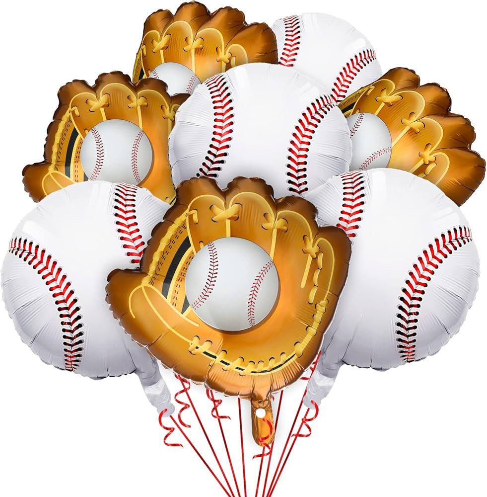 8 Pieces Baseball Balloons Baseball Glove Balloons 18 Inch Sports Balloons Baseball Themed Party ... | Amazon (US)