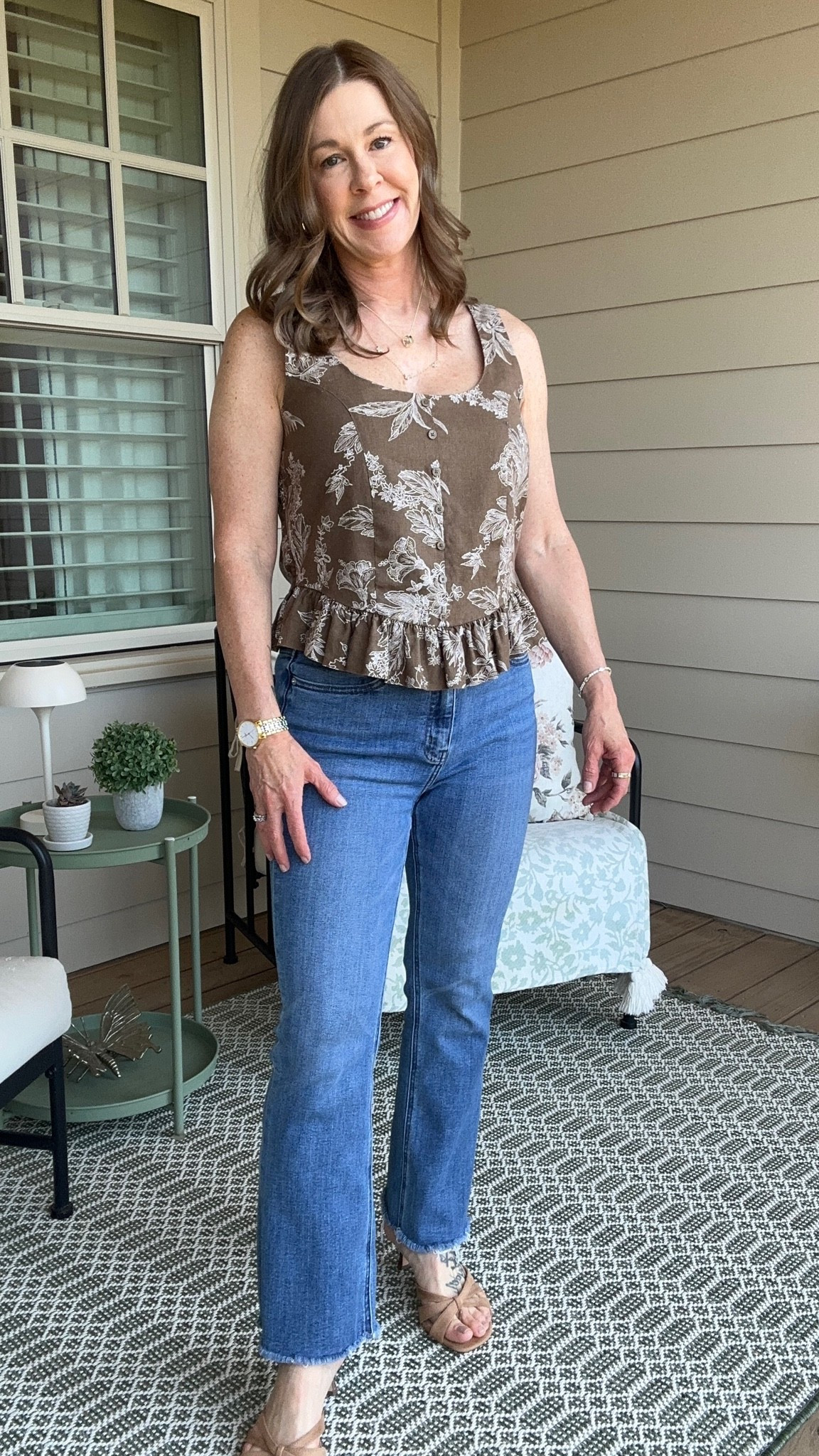 Outfit of the day! 
Loft top size small
Quince jeans TTS
Suede Heels

#LTKootd #LTKgrwm