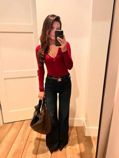 Wide leg lover! This pair is so flattering and wearing a size small in the bodysuit too. 

#LTKstyletip #LTKfindsunder100