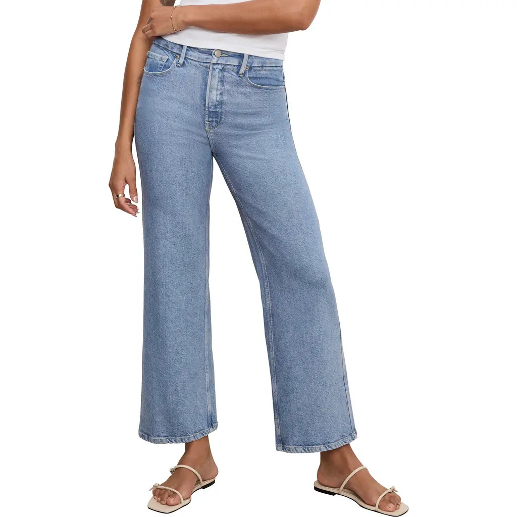 Good American Soft Tech Good Skate Crop Wide Leg Jeans in Indigo860 at Nordstrom Rack | Nordstrom Rack