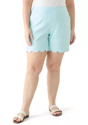 Plus Size 7" Scalloped Millennium Shorts | Belk