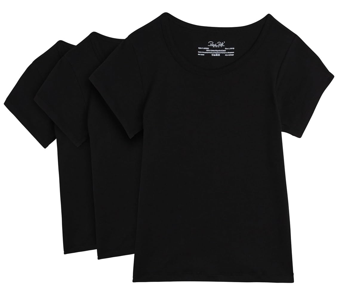 Rene Rofe Girls' Undershirt - 3 Pack Soft and Breathable No Show Crewneck Cotton Shirt - Basic Te... | Amazon (US)