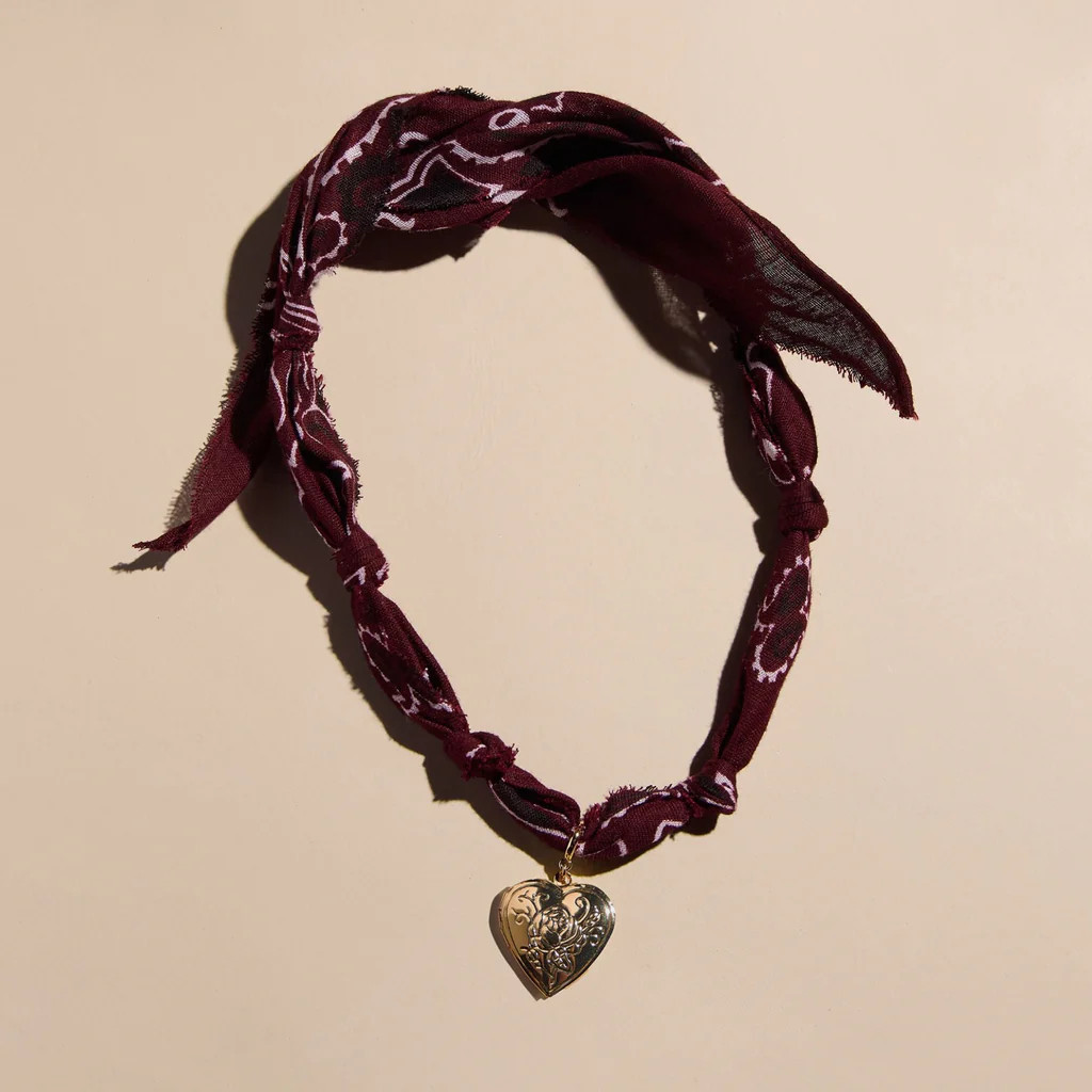 Burgundy Bandana Necklace | Nickel and Suede