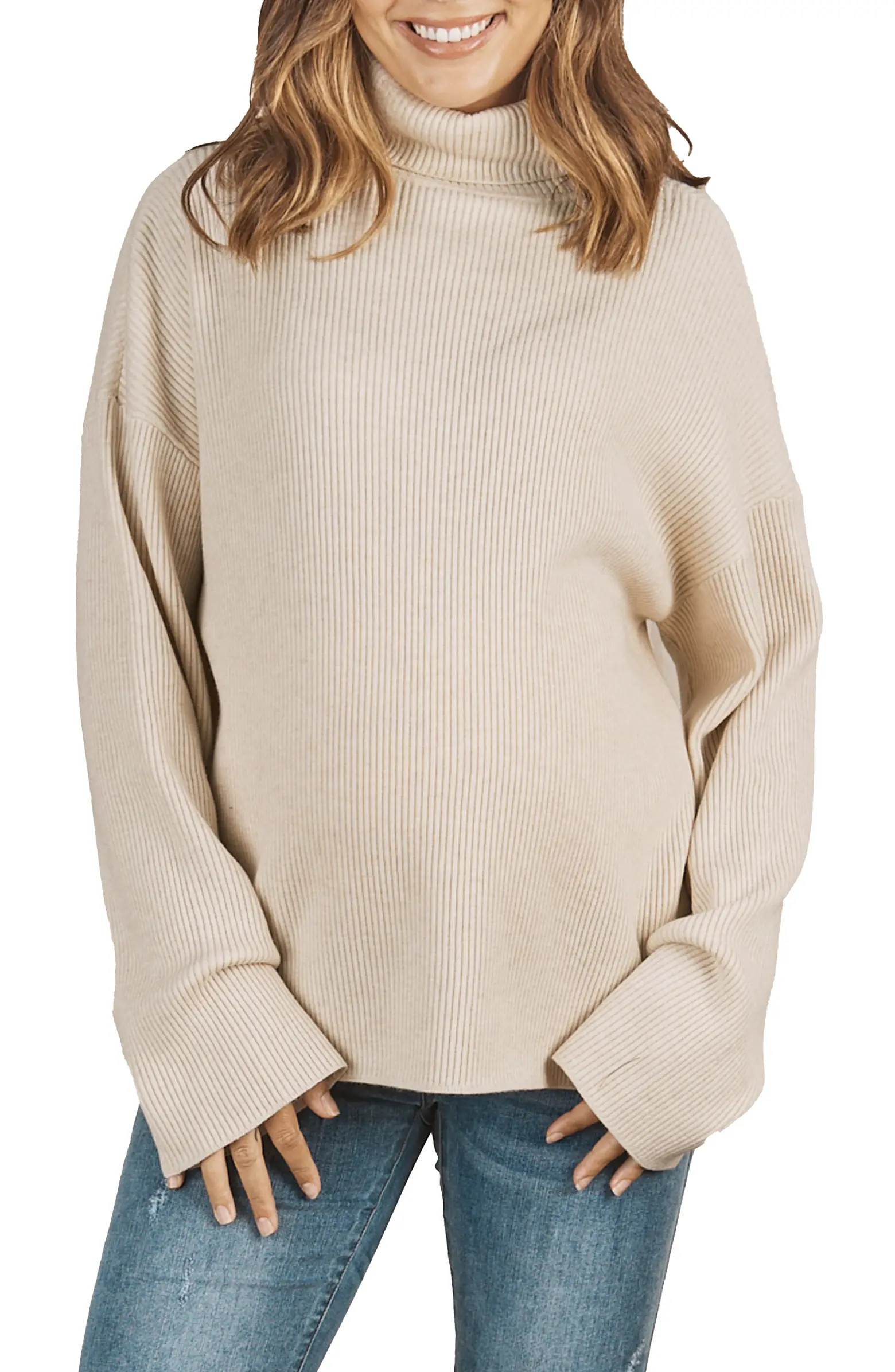 Turtleneck Rib Maternity Sweater | Nordstrom