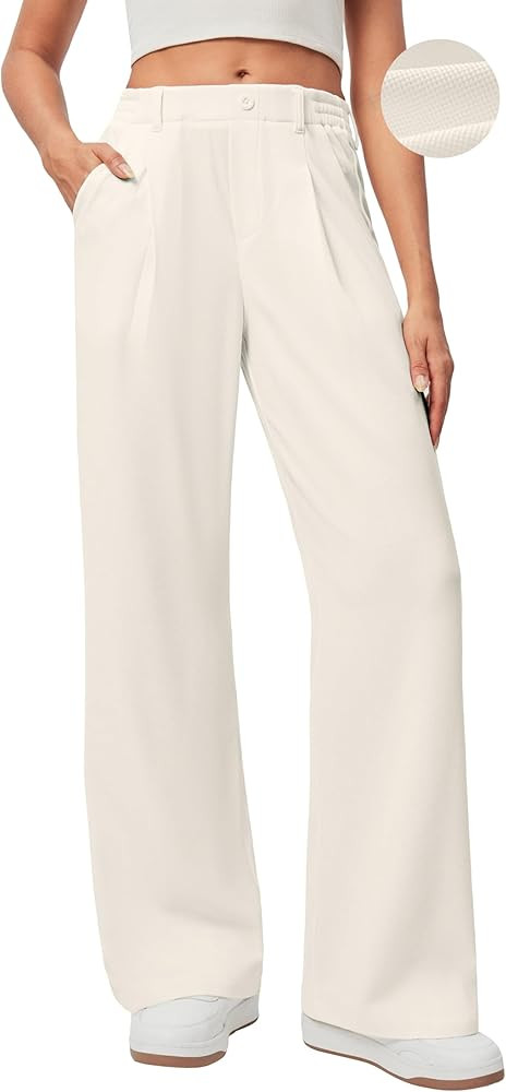 Ewedoos Wide Leg Pants Woman Stretchy Work Dress Pants Women Pull on Business Casual Slacks Trous... | Amazon (US)