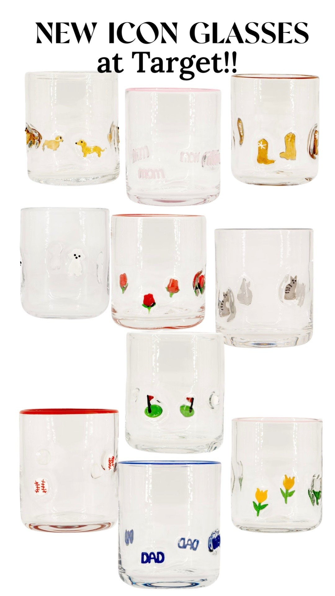 🎯🎯🎯 new icon juice glasses!! These are pretty much identical to the more expensive version at Anthro! 