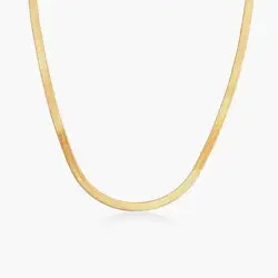 Herringbone Slim Chain Necklace - Gold Vermeil | Oak & Luna (US)