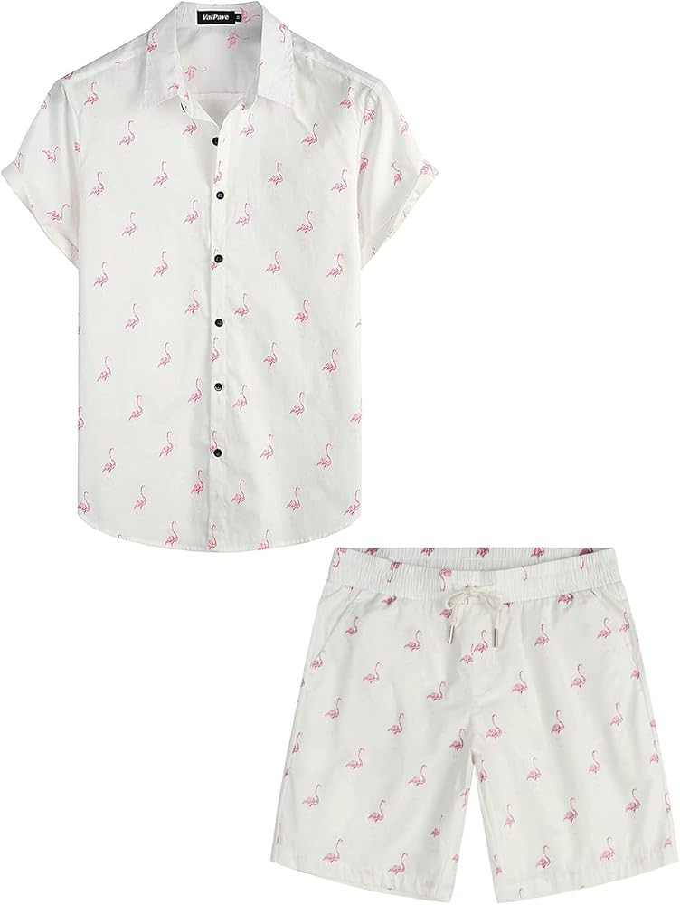 VATPAVE Mens Hawaiian Shirts Button Down Short Sleeve Beach Shirts Suits Summer Casual Aloha Outf... | Amazon (US)