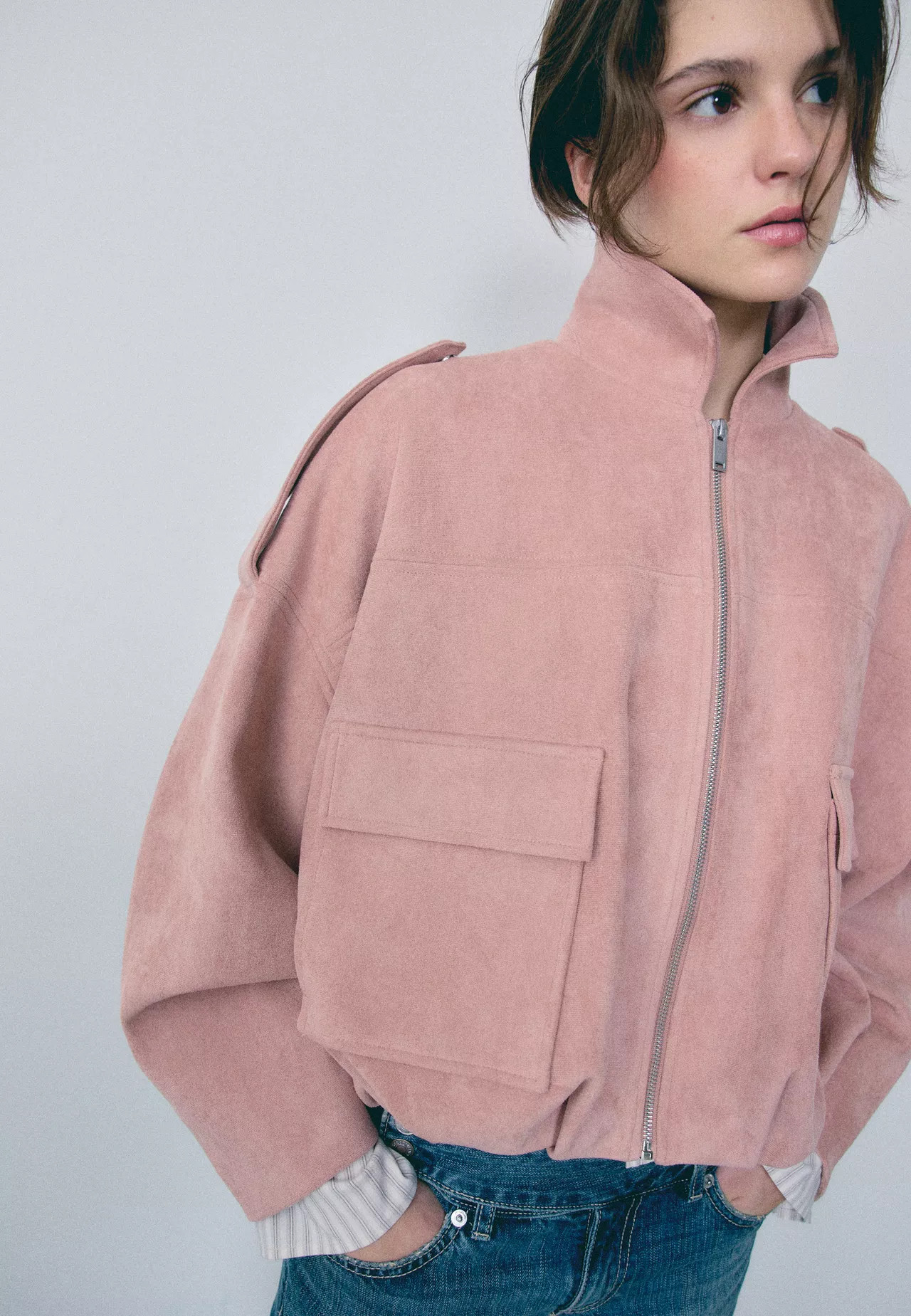 Faux suede bomber jacket - Women's Stradimarket | Stradivarius United Kingdom | Stradivarius (UK)