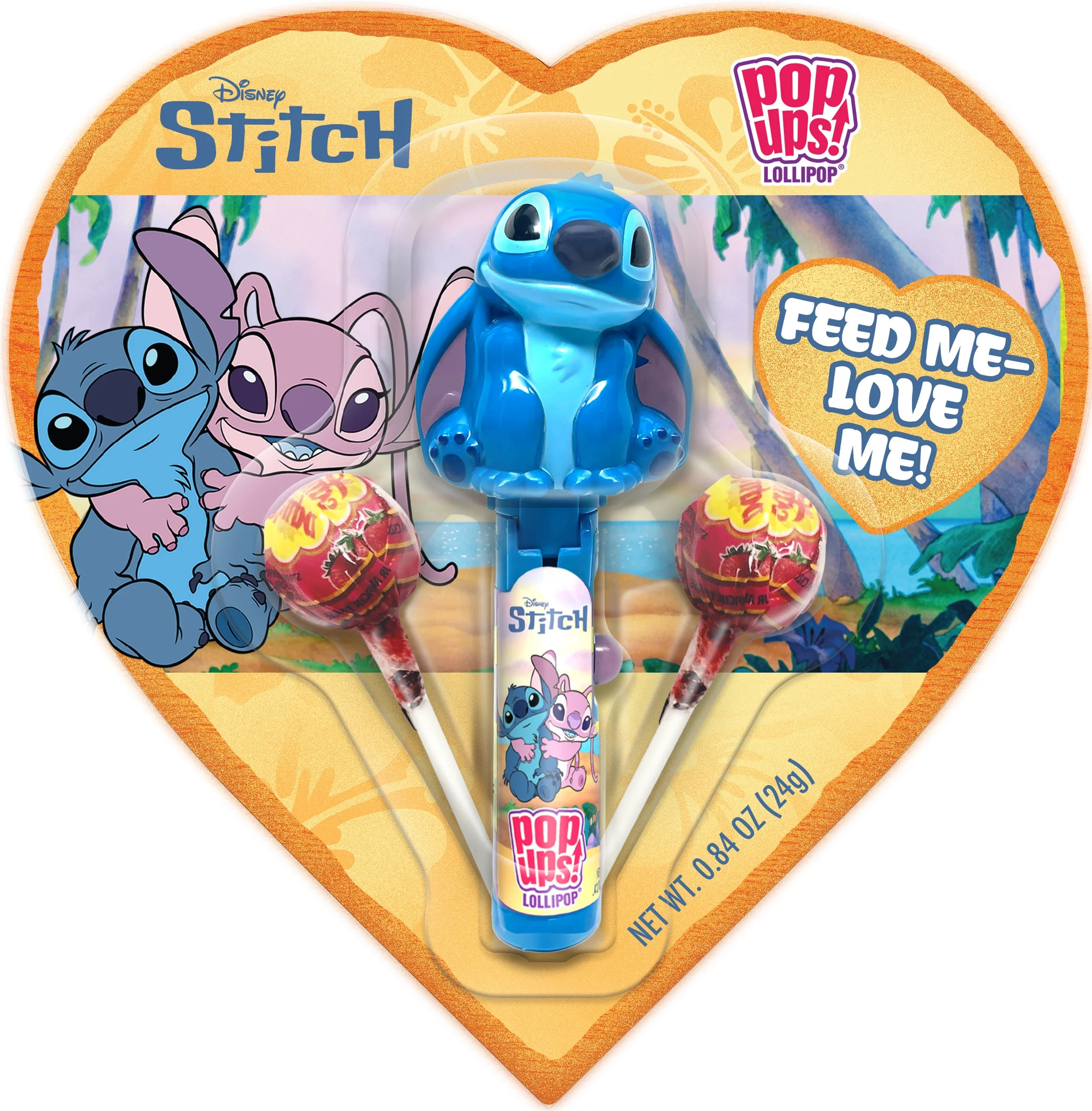 Flix Candy Valentine's Day Stitch Lollipops & Suckers, Tropical Flavor, Blister Card, 0.84 oz | Walmart (US)