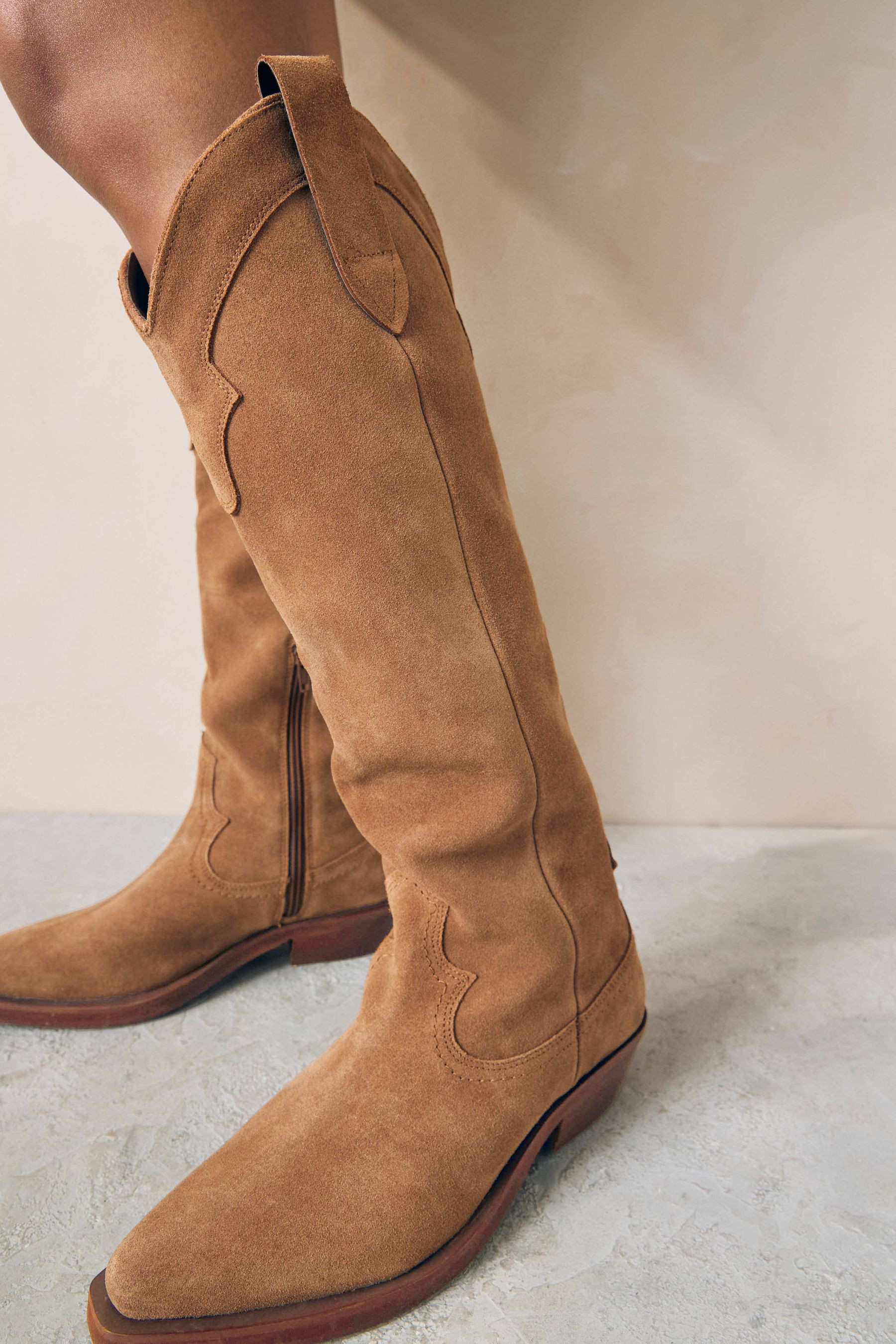 Forever Comfort® Leather Western/Cowboy Knee High Boots | Lipsy