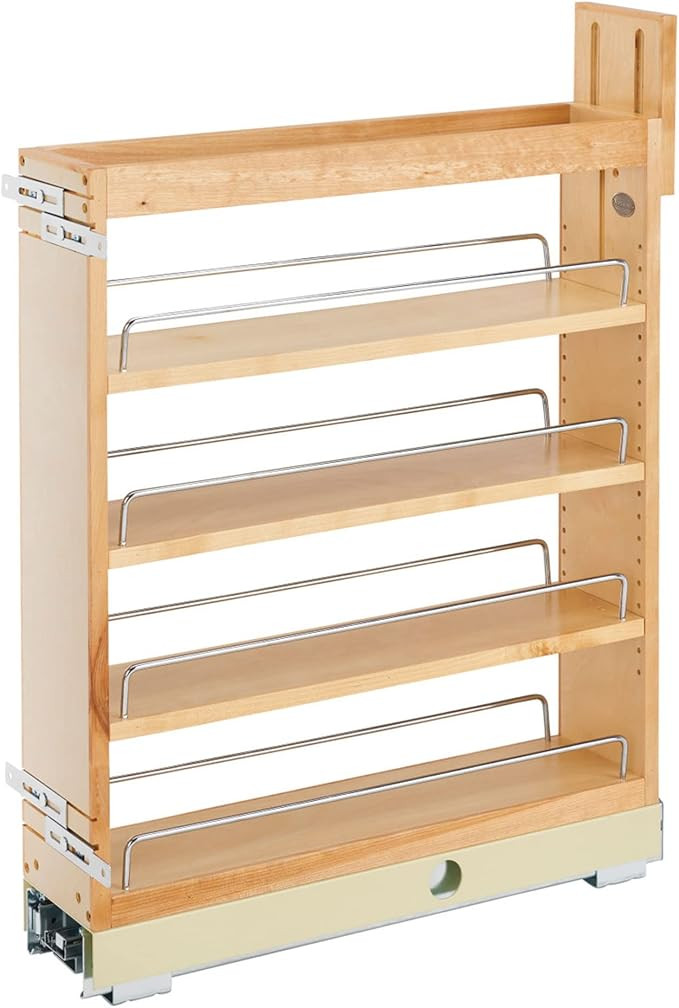 Rev-A-Shelf 5" Pullout Shelf Organizer for Kitchen and Bathroom Base Cabinets, Wooden Slide Out S... | Amazon (US)