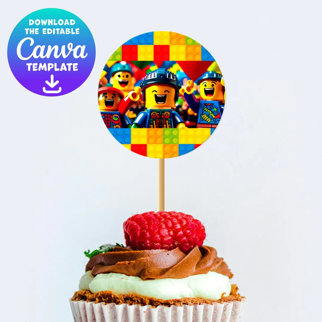 Building Blocks Birthday Cupcake Toppers, Colorful Bday Decor, Party Supplies, Constructor Theme ... | Etsy (US)