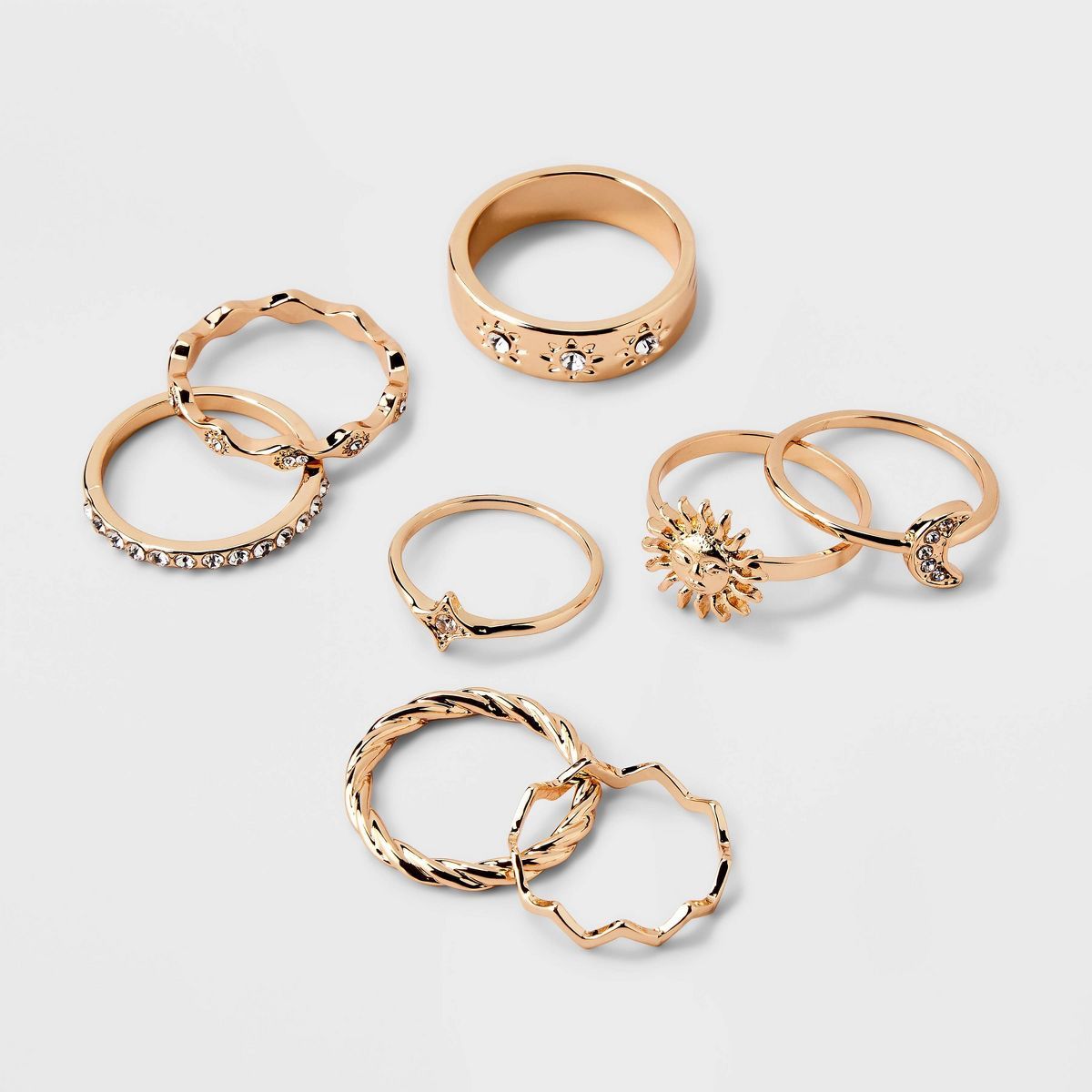 Sun and Moon Multi Ring Set 8pc - Wild Fable™ Gold | Target