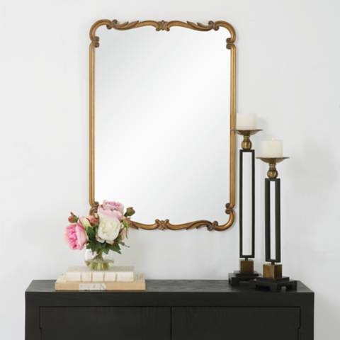 Cinnabar Road Xander Antique Gold 22" x 32" Ornate Wall Mirror | Lamps Plus