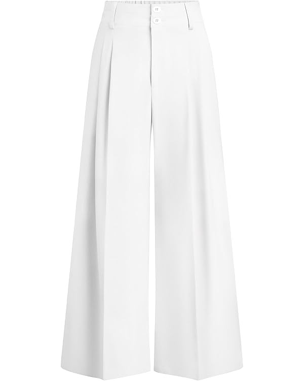 PRETTYGARDEN Womens Spring Wide Leg Palazzo Pants 2026 Trendy Loose Button High Waist Pleated Wor... | Amazon (US)