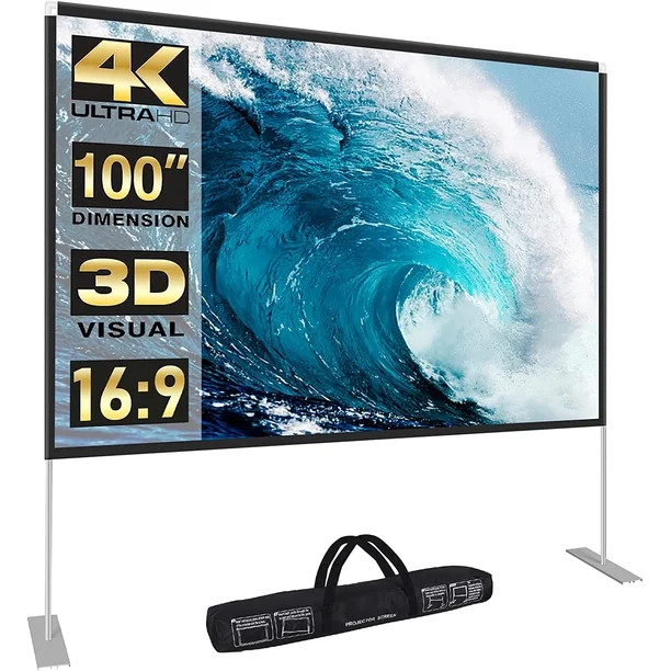 Abdtech 100 inch Projector Screen with Stand,Portable Projector Screen 4K HD Rear Front Projectio... | Walmart (US)