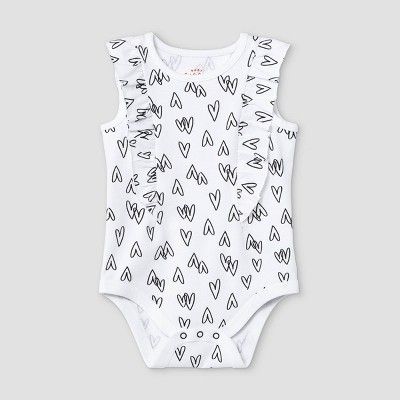 Baby Girls' Heart Ruffle Short Sleeve Bodysuit - Cat & Jack™ White | Target