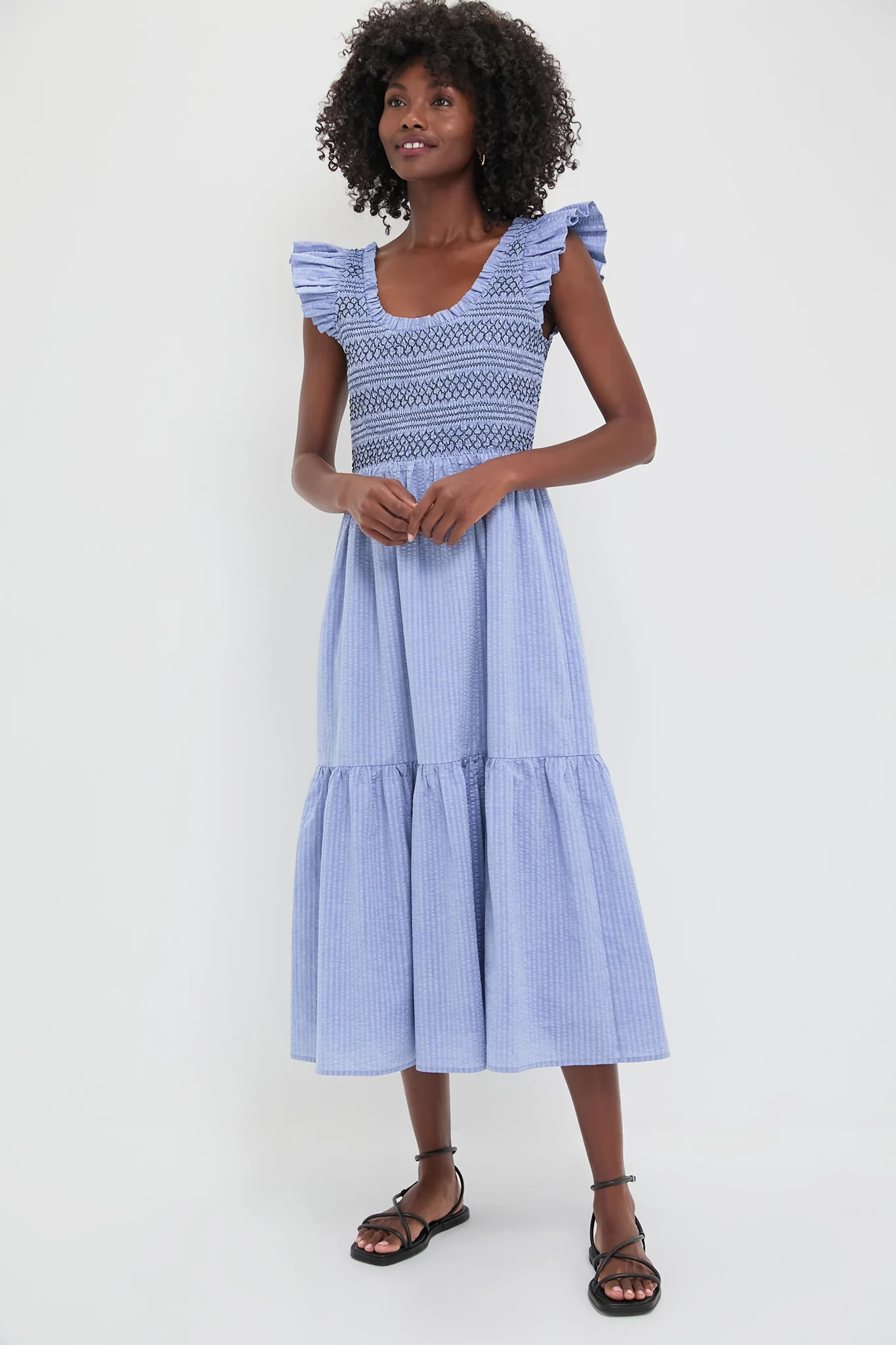 Blue Seersucker Smocked Maxine Dress | Tuckernuck (US)