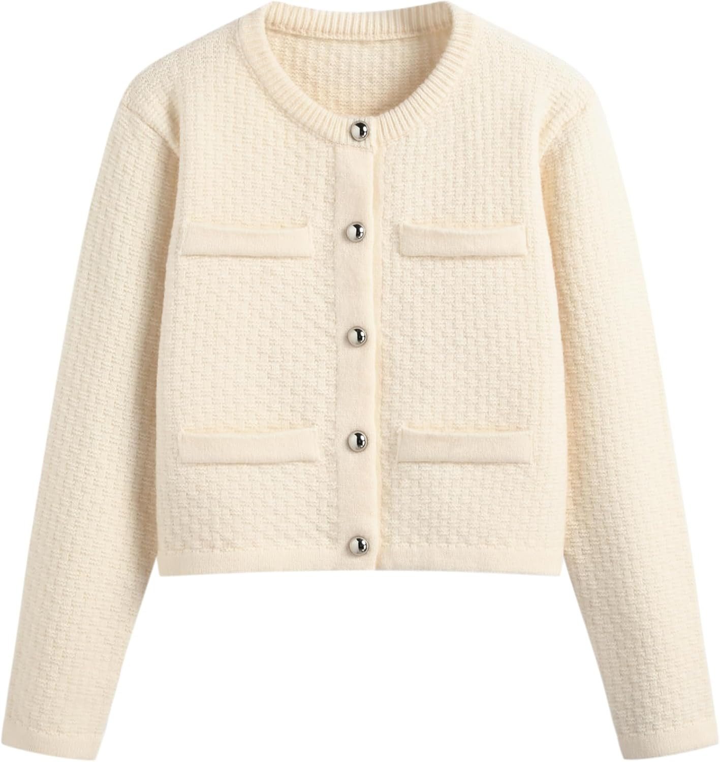 CIDER Knit Round Neckline Solid Button Oversized Cardigan | Amazon (US)