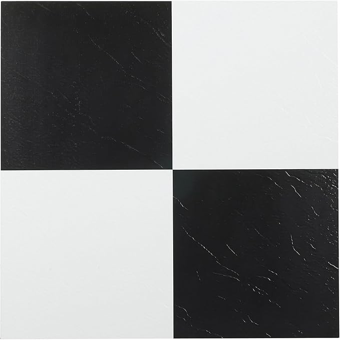 Nexus Self Adhesive 12-Inch Vinyl Floor Tiles, 20 Tiles - 12" x 12", Black/White Pattern - Peel &... | Amazon (US)