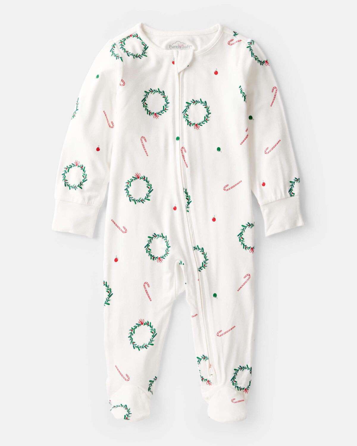 Baby Wreath Print PurelySoft Long-Sleeve Sleep & Play Pajamas - Ivory | Carter's Inc