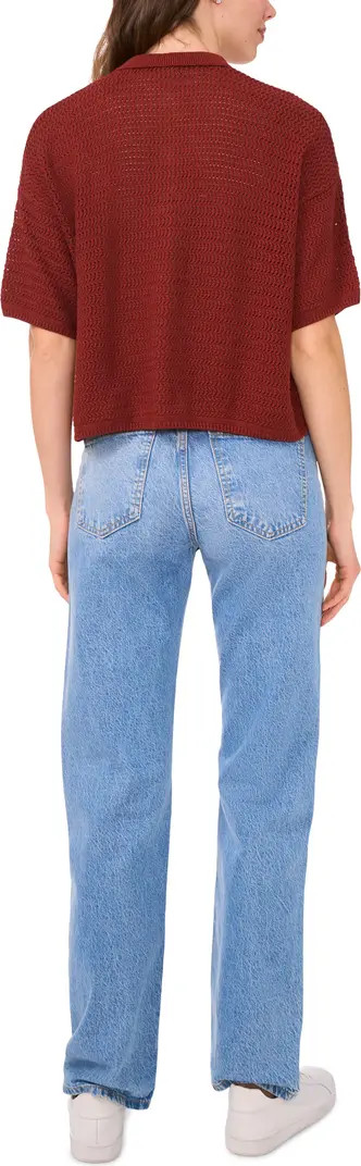 Open Stitch Button-Up Polo Sweater | Nordstrom