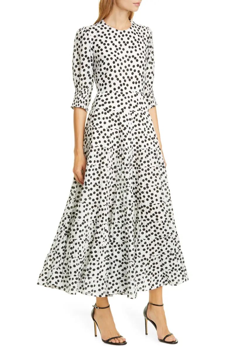 Agyness Polka Dot Print Cotton & Silk Dress | Nordstrom