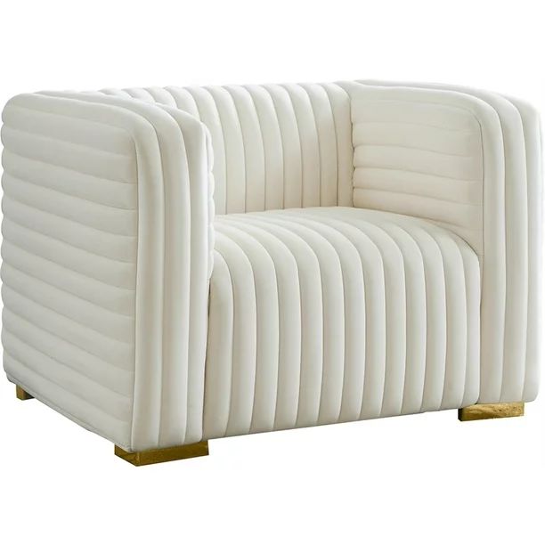 Meridian Furniture Ravish Cream Velvet Chair - Walmart.com | Walmart (US)