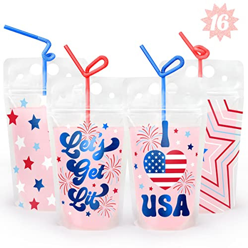 Amazon.com: Customer reviews: xo, Fetti Fourth of July Party Decorations Drink Pouches - 16 count... | Amazon (US)
