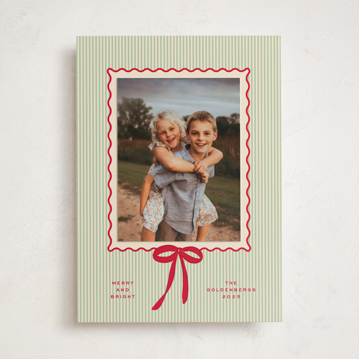 "Trendy classic" - Customizable Holiday Photo Mount Cards in Red by Creo Study. | Minted