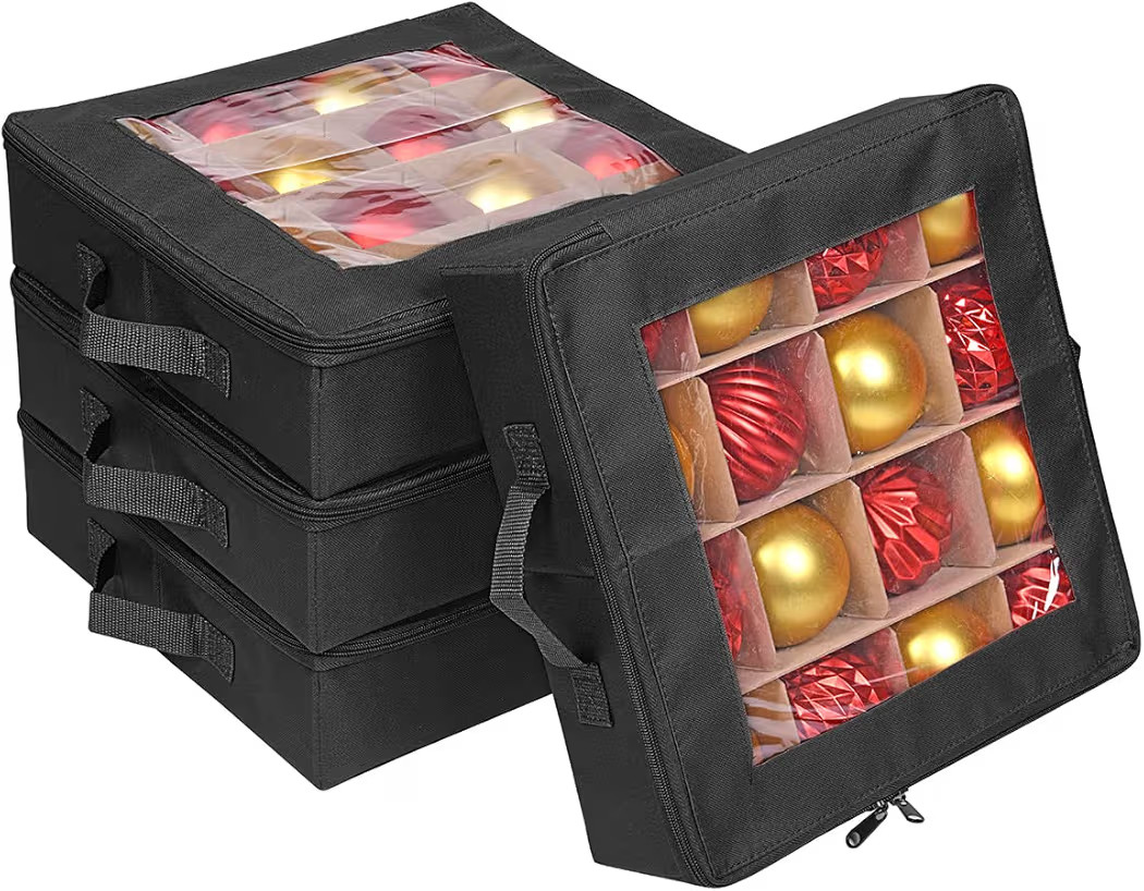 ProPik 4 Pcs Christmas Ornament Storage Boxes with Dividers | 4 Individual Trays Hold 64 Holiday ... | Amazon (US)