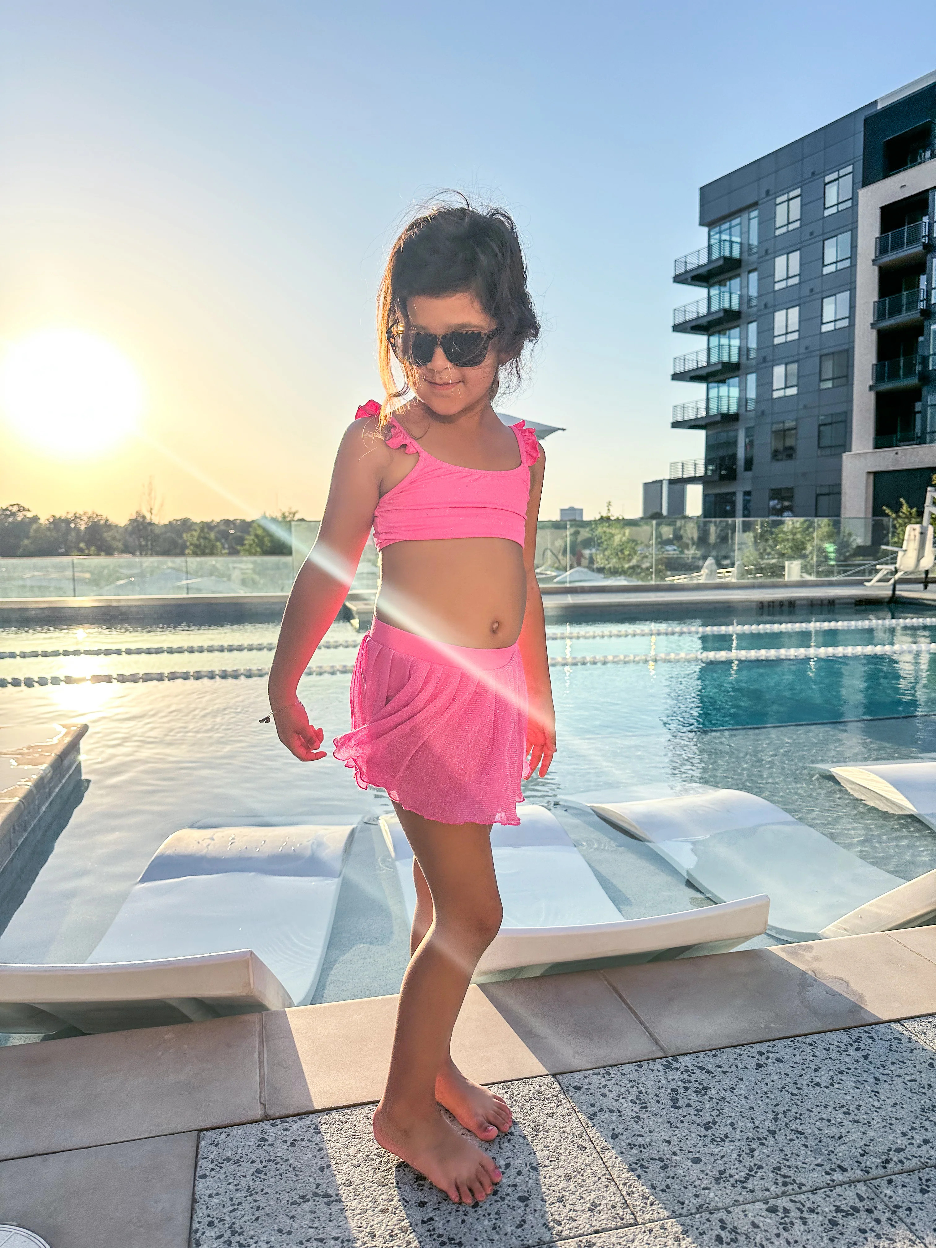 Malibu Metallic Kids Skirted Swim Bottom | Remi & Friends Boutique