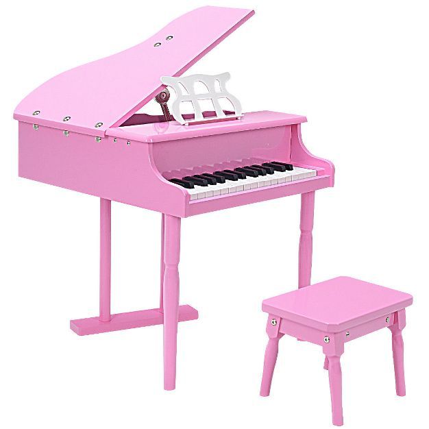 Costway Childs 30 key Toy Grand Baby Piano w/ Kids Bench Wood Pink New | Target