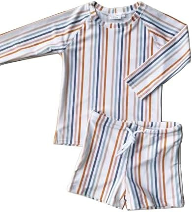 Toddler Boys Two Piece Swimsuit Rash Guard Set Long Sleeve Swim Shirt Swim Trunks& Shorts Bathing... | Amazon (US)