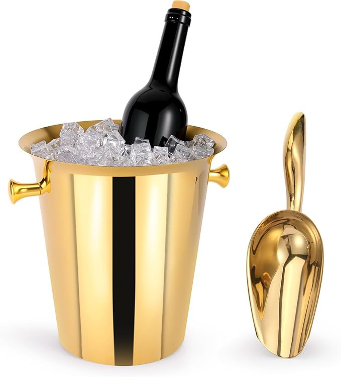 5 Liter Outdoor Gold Ice Bucket with Scoop, Stainless Steel Ice Bucket, Cocktail Bar Wine Party B... | Amazon (US)