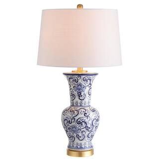 Leo 28.5 in. Blue/White Chinoiserie Table Lamp | The Home Depot