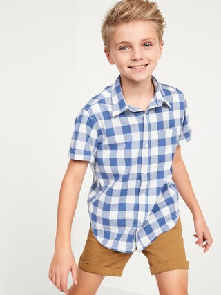Gingham Built-In Flex Short-Sleeve Shirt for Boys | Old Navy (US)