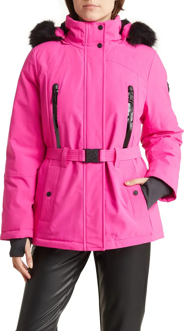 Michael Kors Belted Jacket with Removable Faux Fur Hood | Nordstromrack | Nordstrom Rack