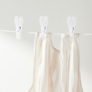 The Container Store® Non-Slip Plastic Clothespin Clips White/Grey Pkg/20 | The Container Store